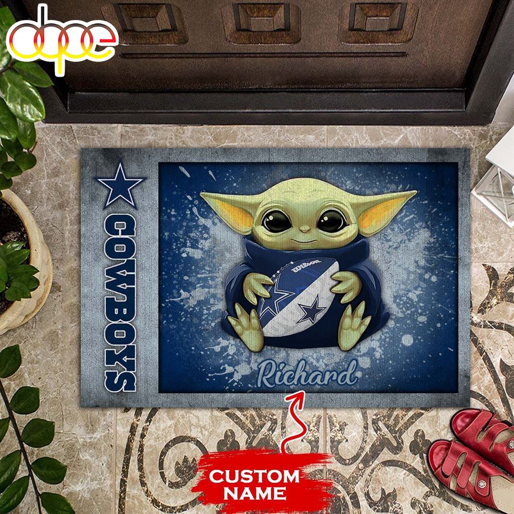 Personalized Dallas Cowboys Baby Yoda All Over Print 3D Doormats