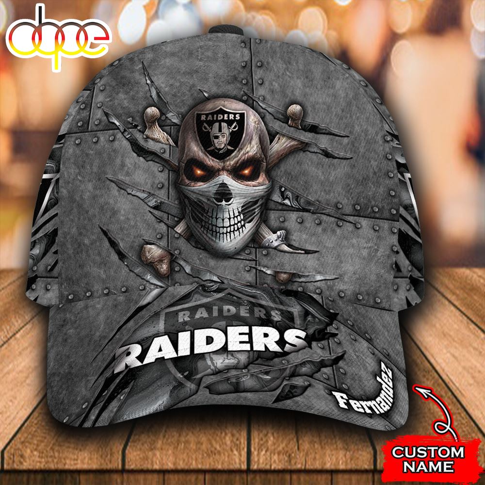 Personalized Las Vegas Raiders Skull All Over Print 3D Classic Cap N0j62r