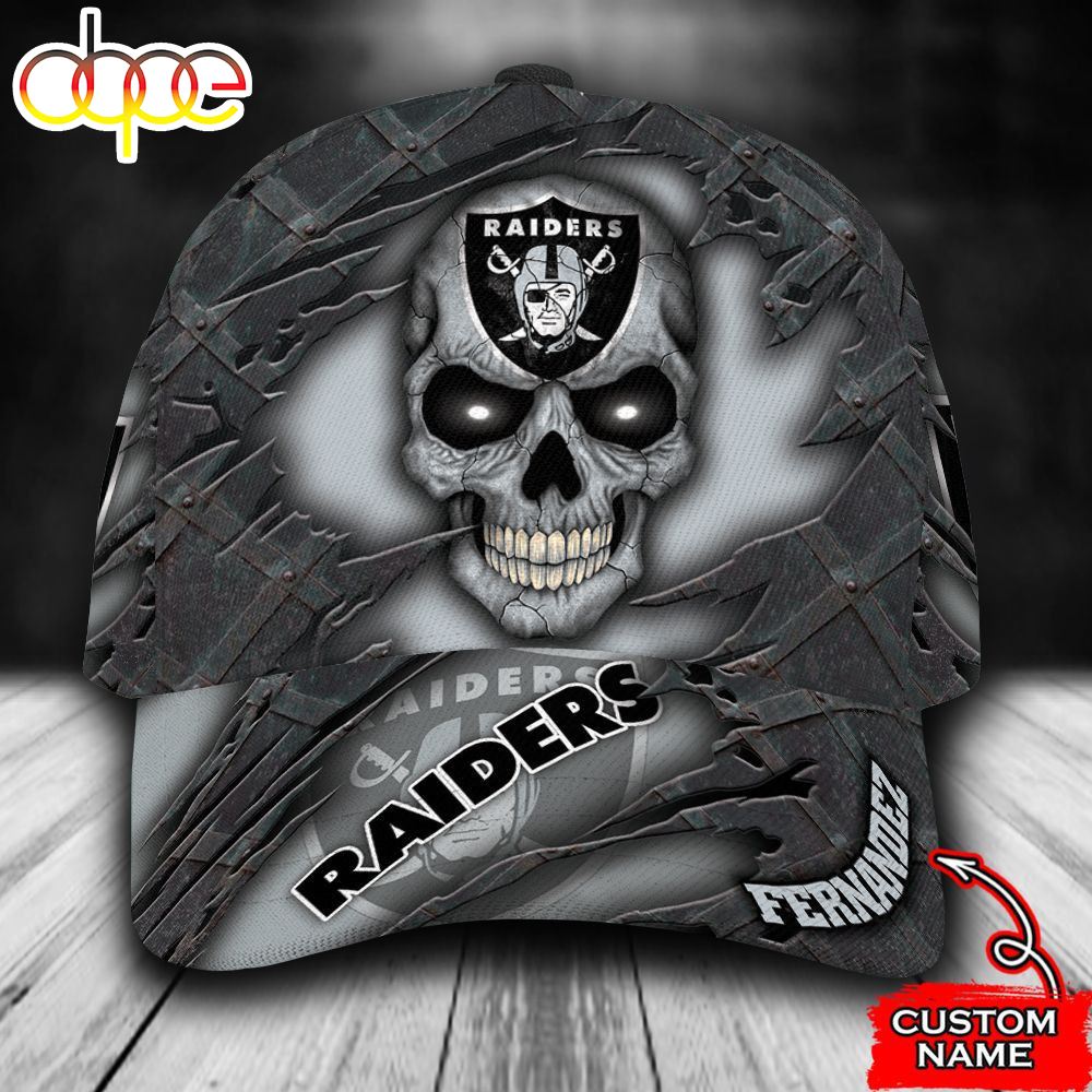 Personalized Las Vegas Raiders Skull Rivet Pattern All Over Print 3D Classic Cap Yznoyr