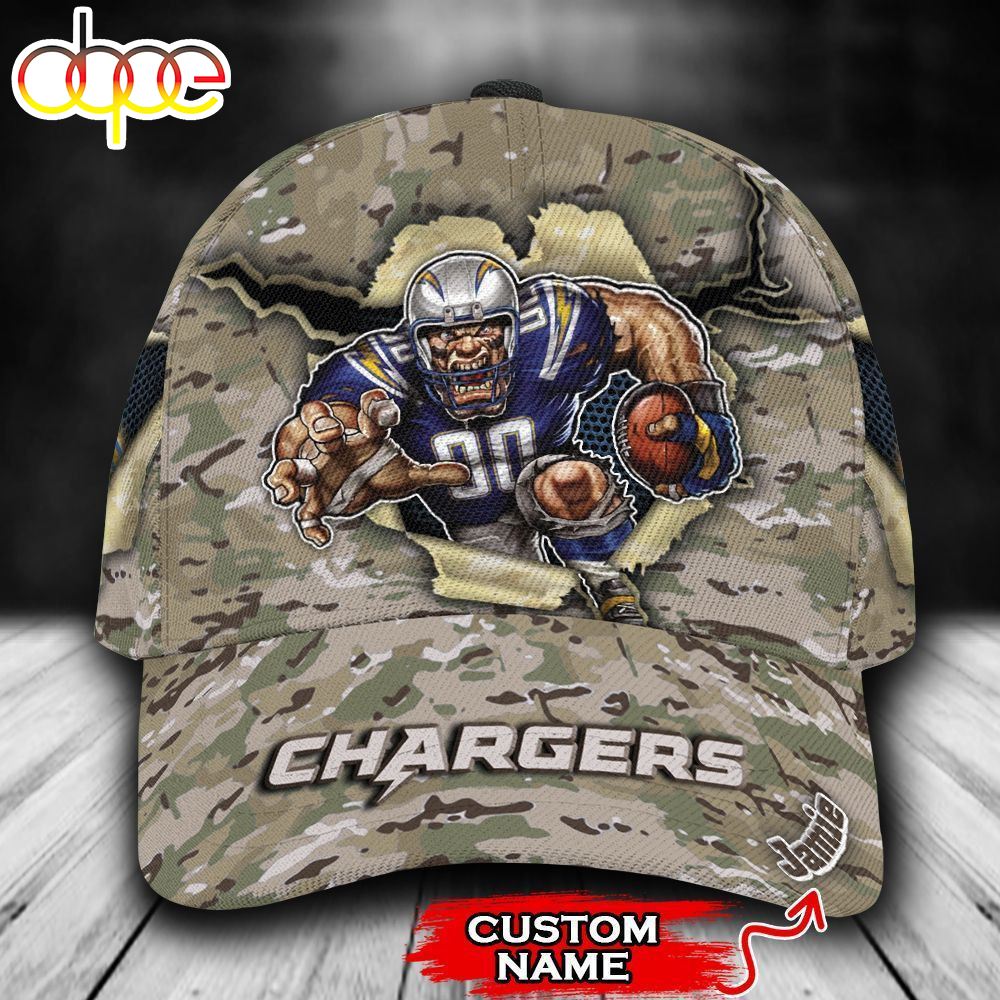 Personalized Los Angeles Chargers Camo Mascot All Over Print 3D Classic Cap Luf2hs