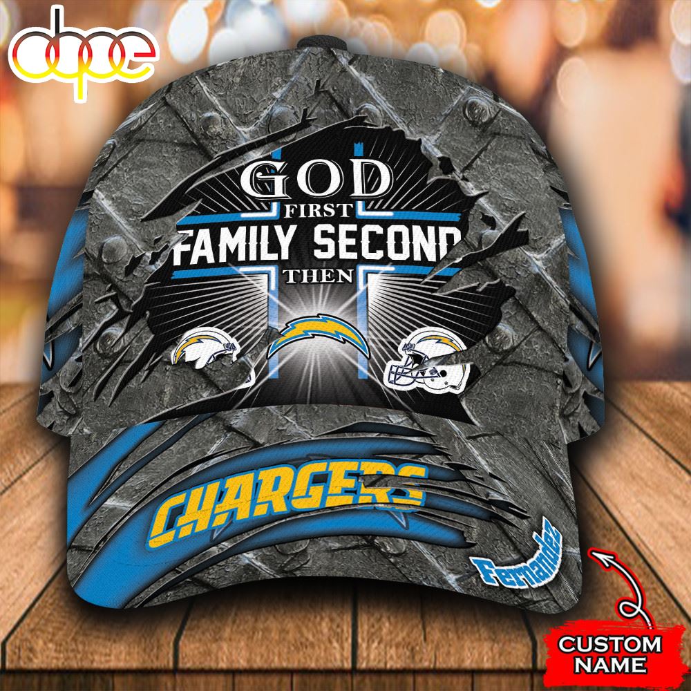 Personalized Los Angeles Chargers God First Family Second All Over Print 3D Classic Cap Whjazs