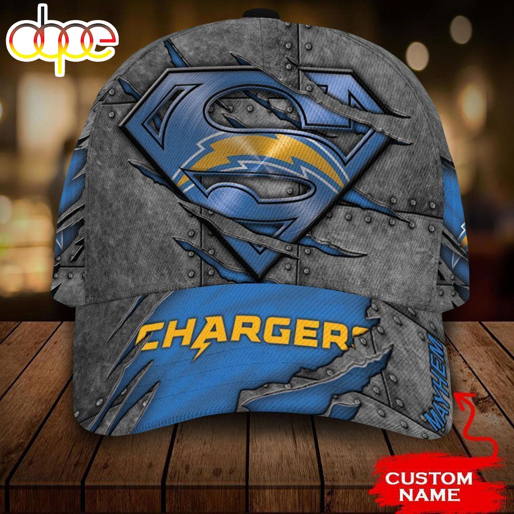 Personalized Los Angeles Chargers Superman Logo All Over Print 3D Baseball Cap B7wpwn