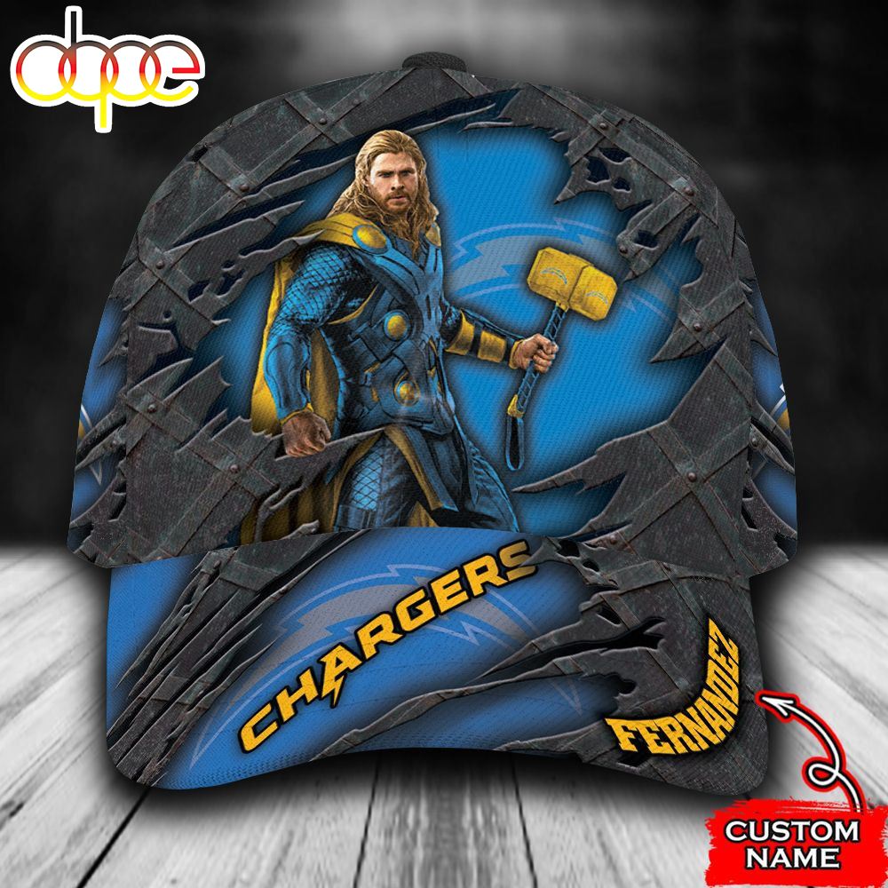 Personalized Los Angeles Chargers Thor Marvel All Over Print 3D Baseball Cap Xhs4yg