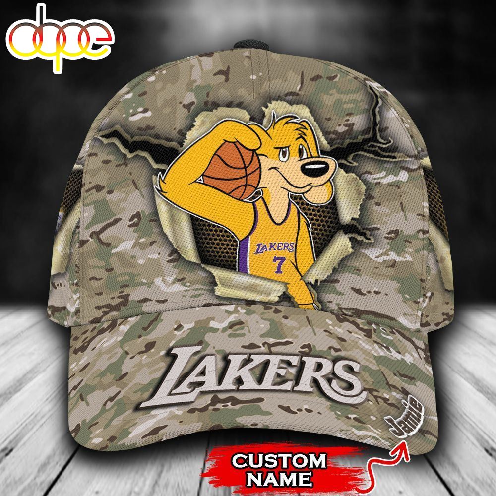 Personalized Los Angeles Lakers Camo Mascot NBA All Over Print 3D Classic Cap Tdtlm4
