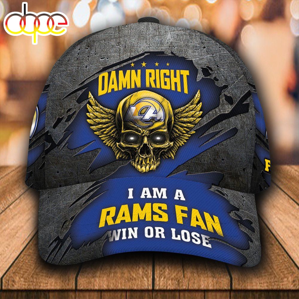 Personalized Los Angeles Rams Luxury Skull Damn Right All Over Print 3D Classic Cap Qkygf0