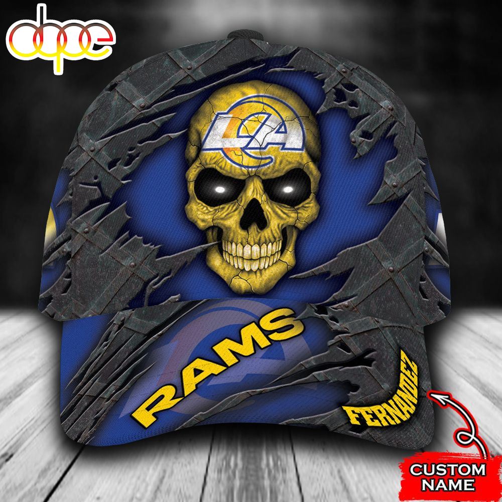 Personalized Los Angeles Rams Skull All Over Print 3D Baseball Cap Vkmqbc