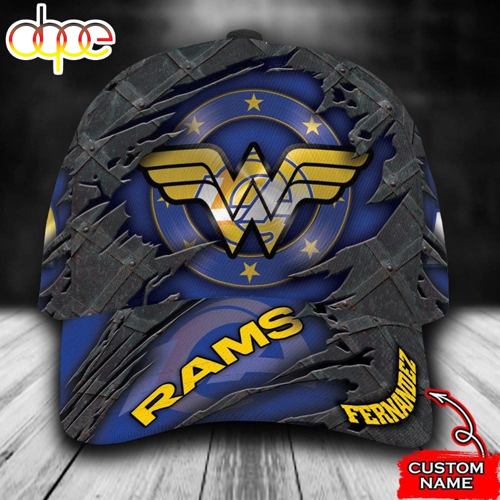 Personalized Los Angeles Rams Wonder Woman Logo All Over Print 3D Baseball Cap Solosb