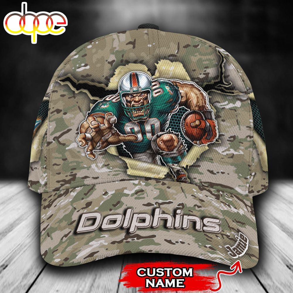 Personalized Miami Dolphins Camo Pattern All Over Print 3D Classic Cap Ob1yng