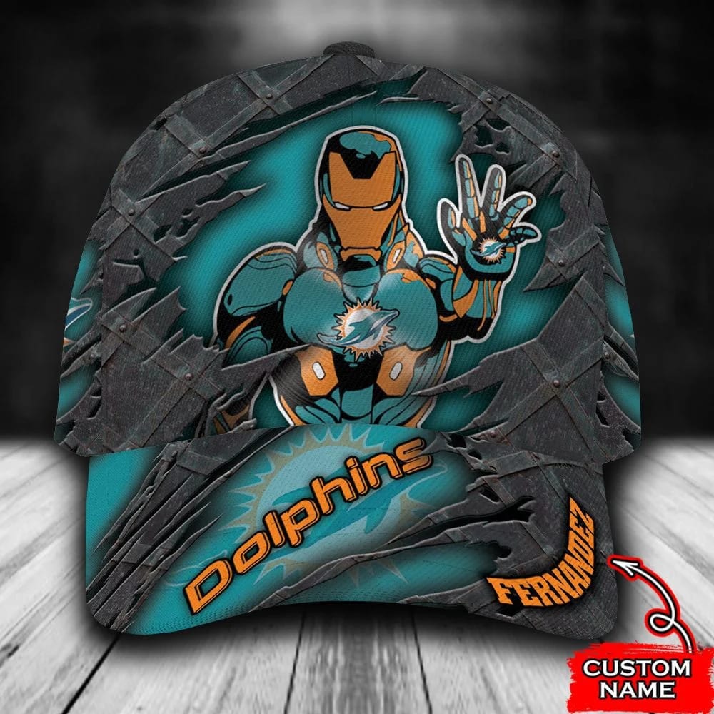 Personalized Miami Dolphins Iron Man All Over Print 3D Classic Cap Hoihr8