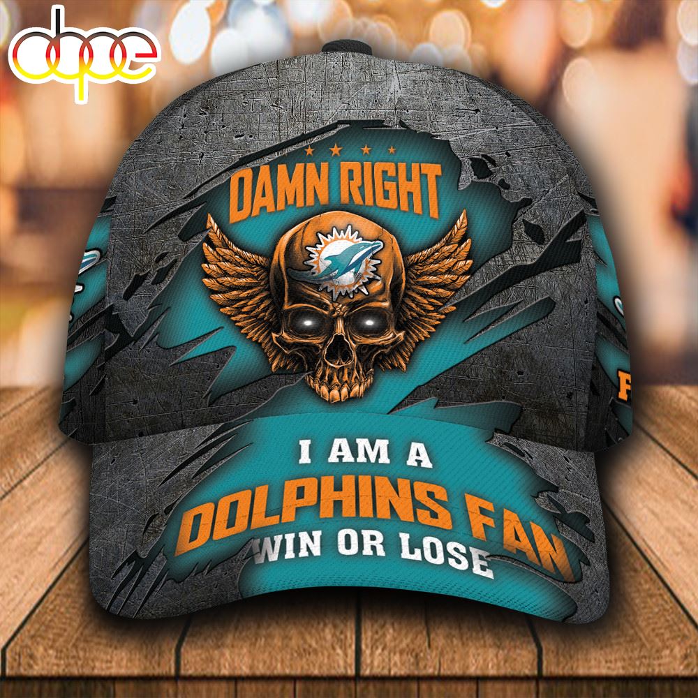 Personalized Miami Dolphins Luxury Skull Damn Right All Over Print 3D Classic Cap Tgdpai