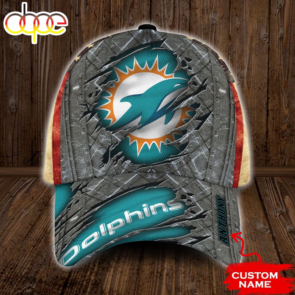 Personalized Miami Dolphins Rivet Pattern All Over Print 3D Classic Cap Ydxvwo