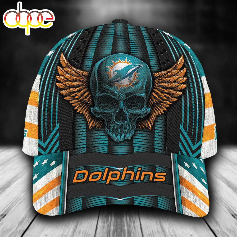 Personalized Miami Dolphins Skull Wings All Over Print 3D Classic Cap Orjqer