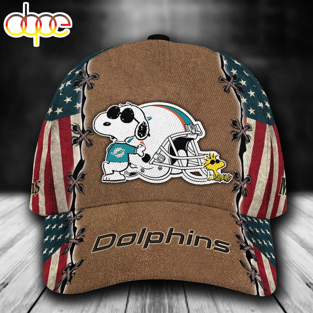 Personalized Miami Dolphins Snoopy All Over Print 3D Classic Cap Tdjz7b