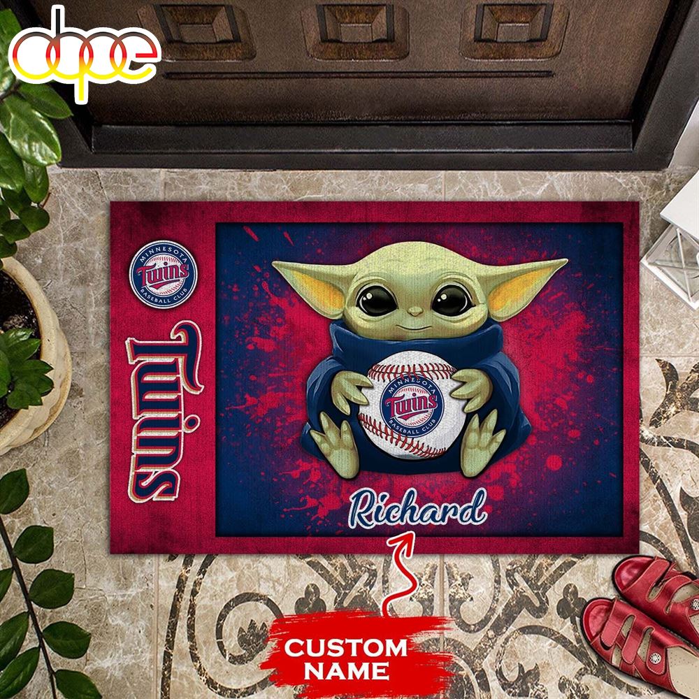 Personalized Minnesota Twins Baby Yoda All Over Print 3D Doormats Neuppy