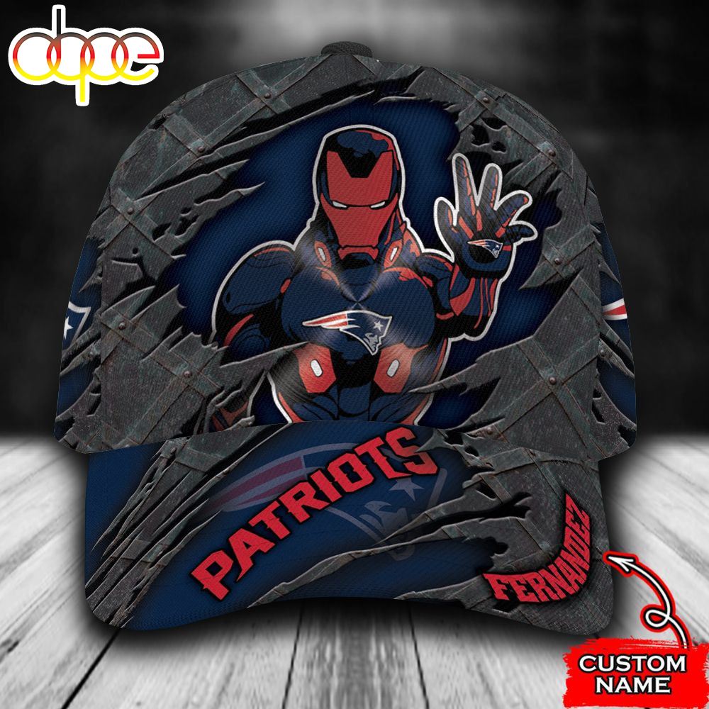 Personalized New England Patriots Iron Man Marvel All Over Print 3D Baseball Cap Defy0g