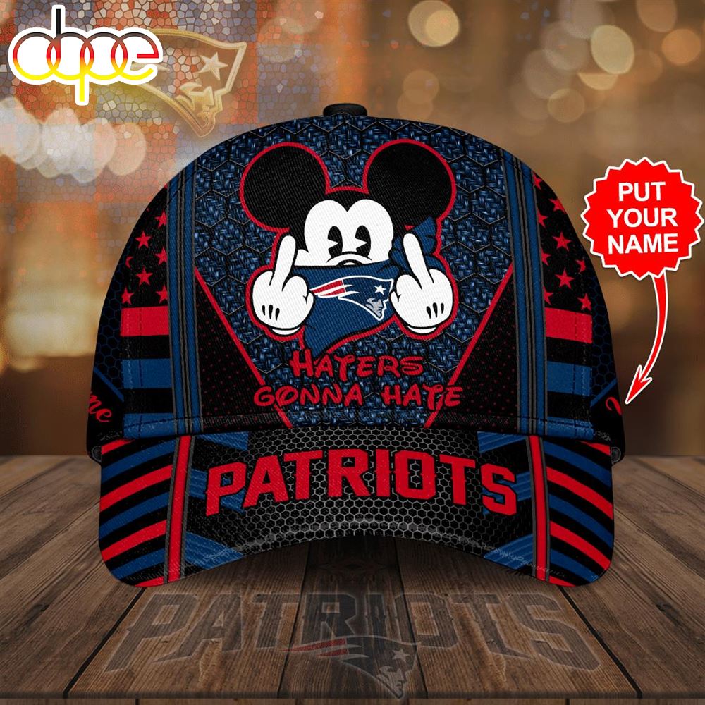 Personalized New England Patriots Mickey Mouse Haters Gonna Hate All Over Print 3D Baseball Cap Pc1jzy
