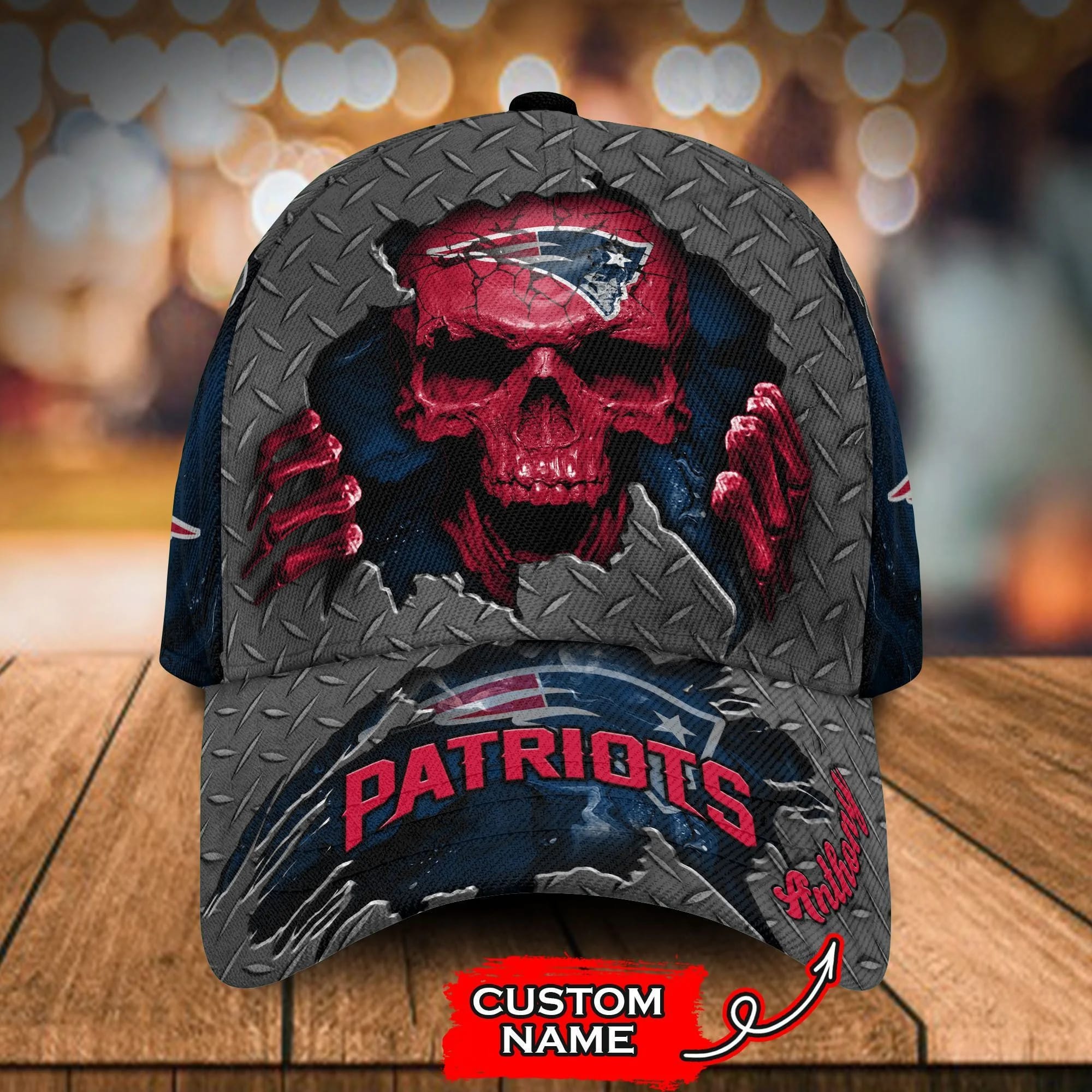 Personalized New England Patriots Skeleton All Over Print 3D Classic Cap Hhstre