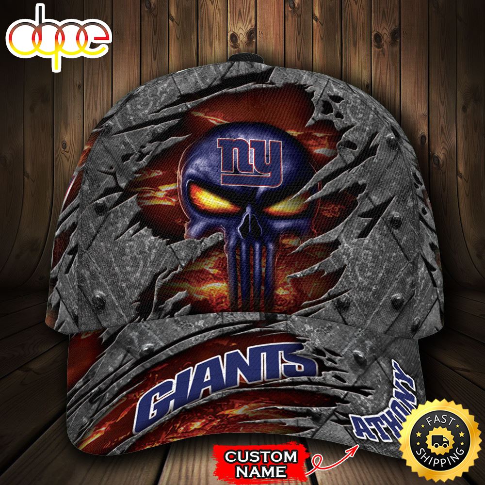 Personalized New York Giants Luxury Skull All Over Print 3D Classic Cap Fu11wc