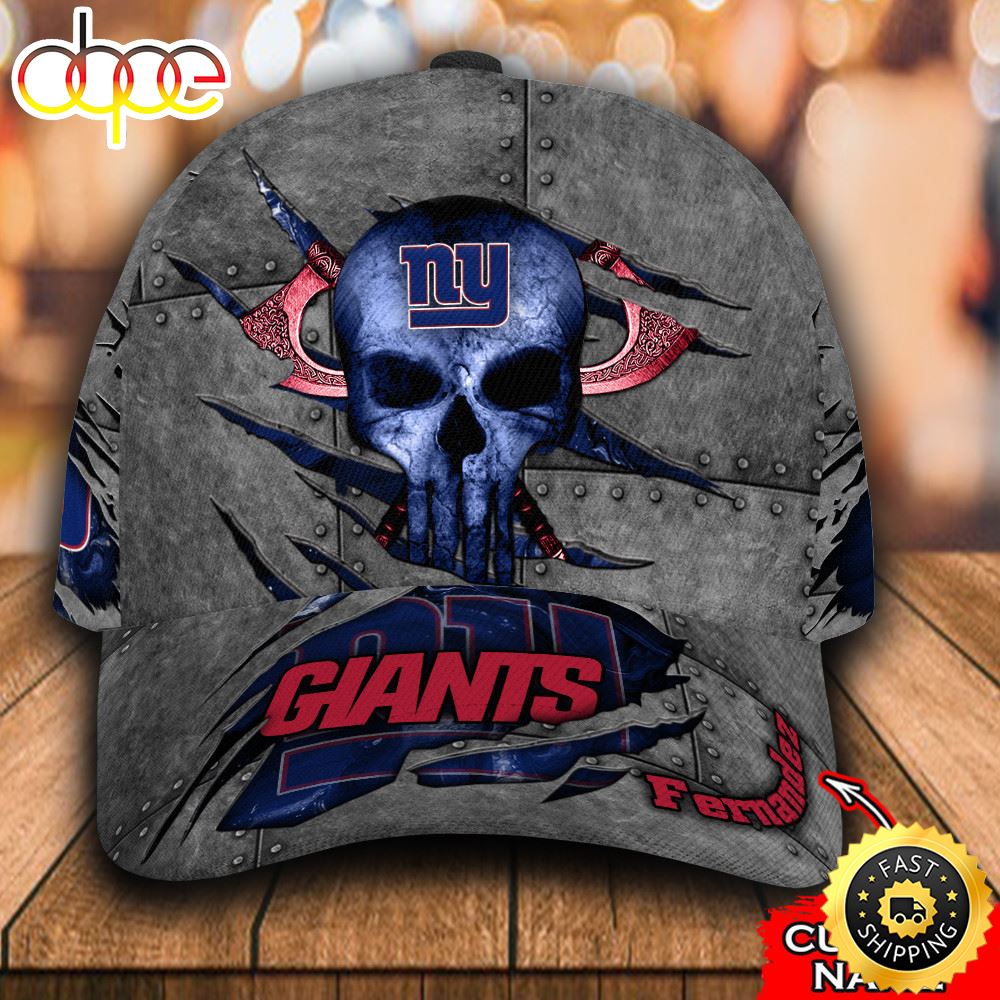 Personalized New York Giants Skull All Over Print 3D Baseball Cap Di15ra