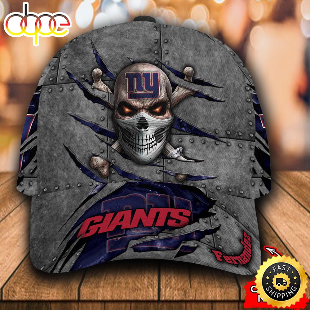Personalized New York Giants Skull All Over Print 3D Classic Cap Qulloz