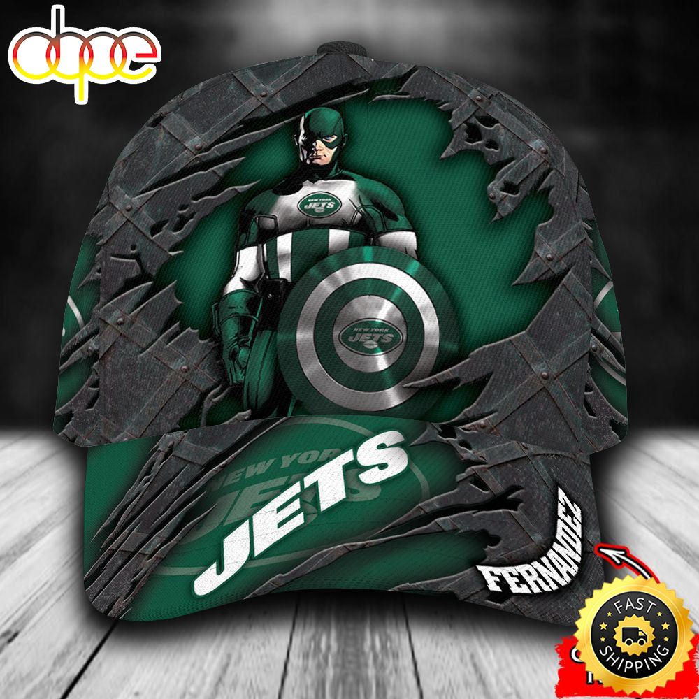 Personalized New York Jets Captain America All Over Print 3D Classic Cap Iyxnqb