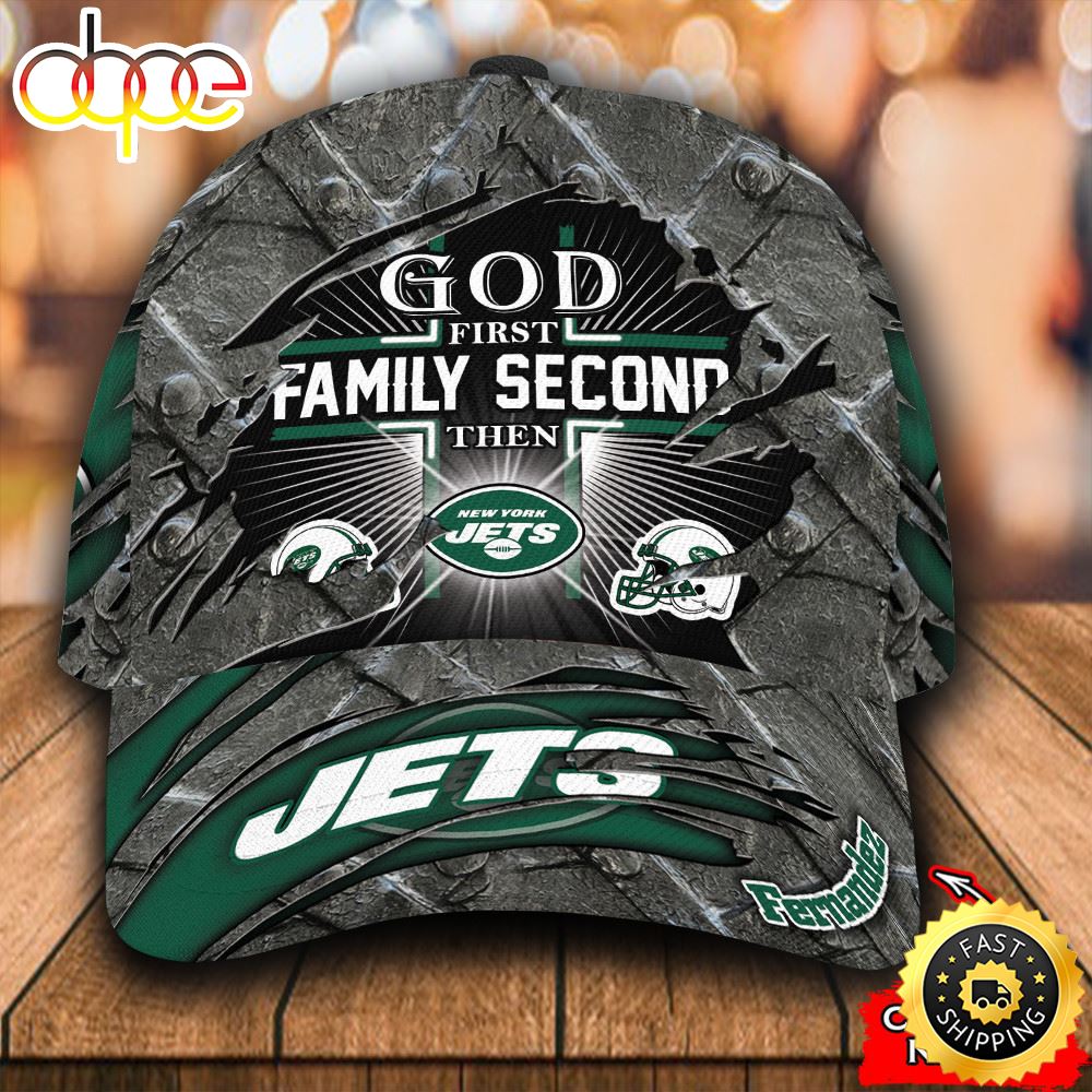 Personalized New York Jets God First Family Second All Over Print 3D Classic Cap Cvjnc6