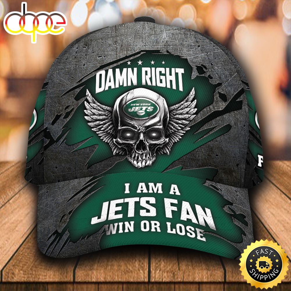 Personalized New York Jets Luxury Skull Damn Right All Over Print 3D Classic Cap Cob5l8