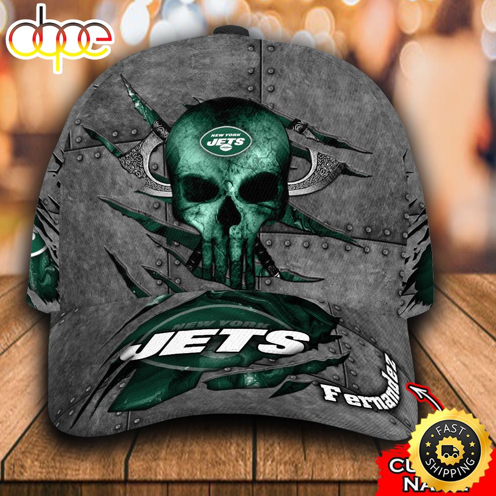 Personalized New York Jets The Punisher Skull All Over Print 3D Classic Cap Cjdw1q