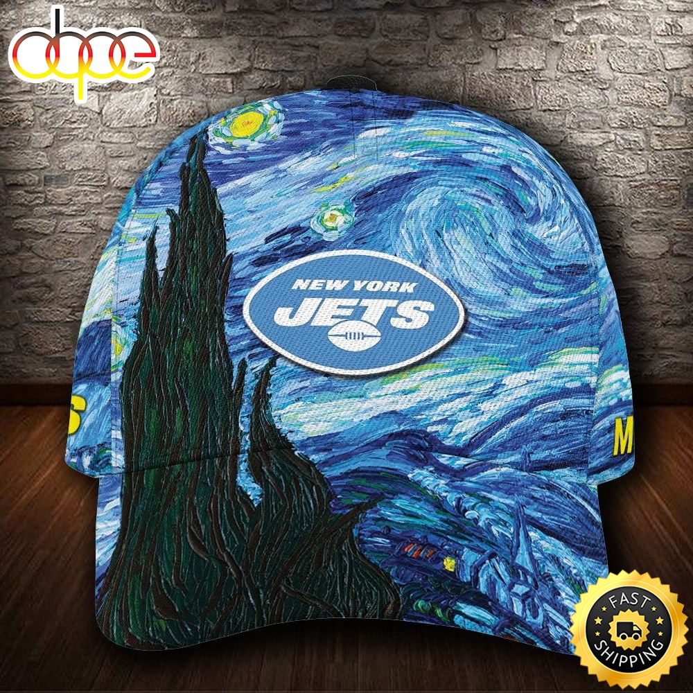Personalized New York Jets Van Gogh All Over Print 3D Classic Cap Dkiwqy