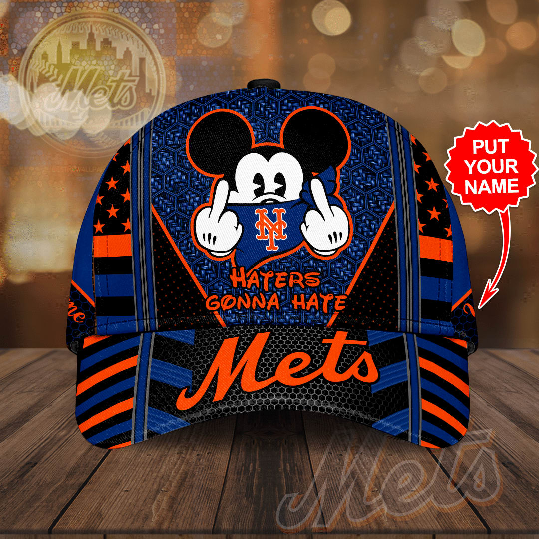 Personalized New York Mets Mickey Mouse Haters Gonna Hate All Over Print 3D Baseball Cap Xtbl2x