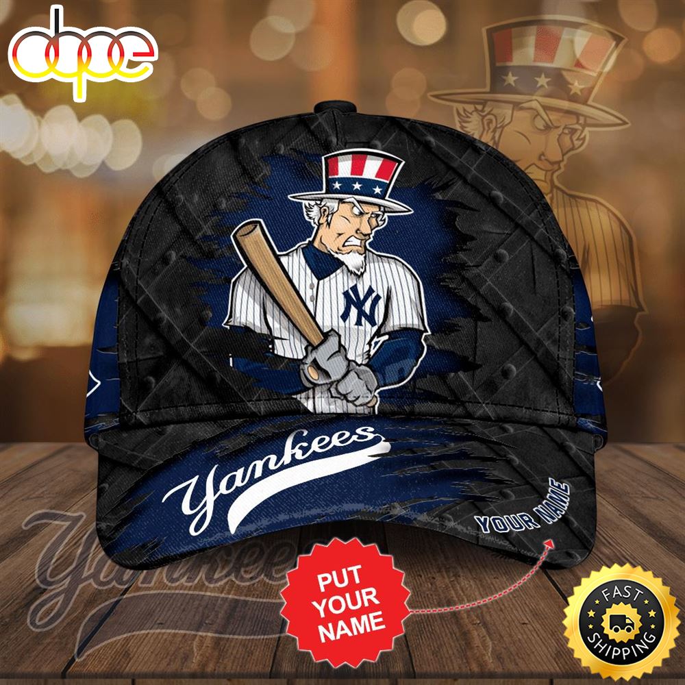 Personalized New York Yankees All Over Print 3D Trellis Baseball Cap Dmn75t