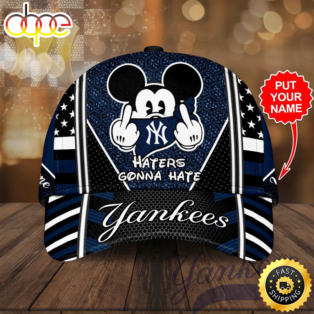 Personalized New York Yankees Baseball Team Haters Gonna Hate Mickey All Over Print 3D Baseball Cap M2p5t2