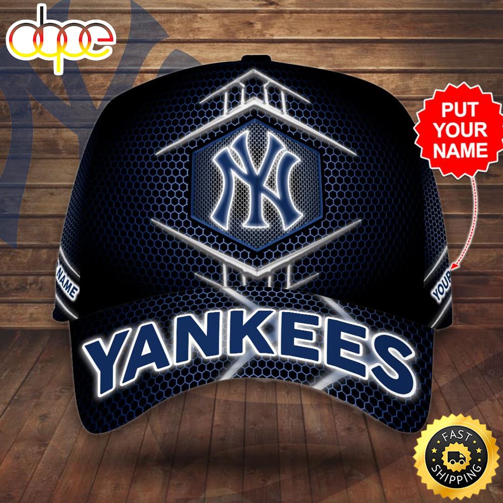 Personalized New York Yankees Beehive Hexagon Pattern All Over Print 3D Baseball Cap Tz4skw