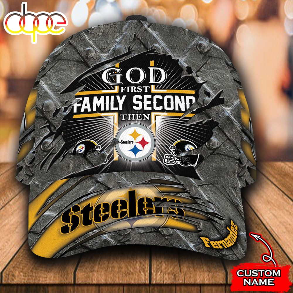 Personalized Pittsburgh Steelers God First Family Second All Over Print 3D Classic Cap Apczxc