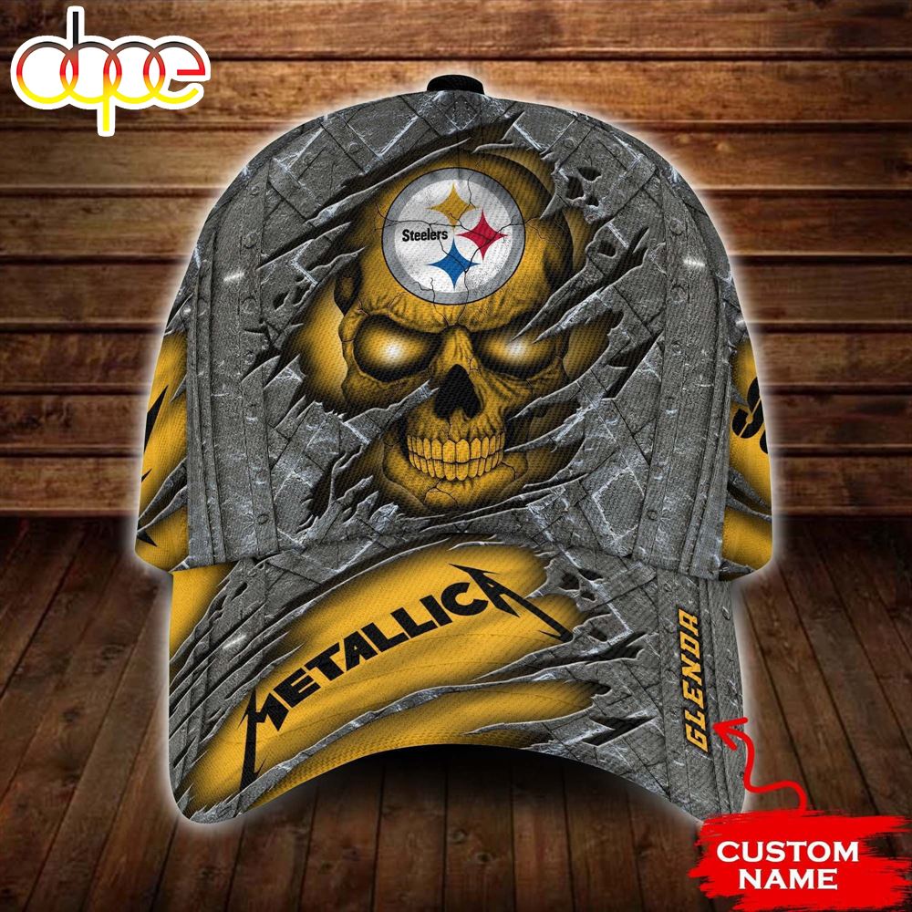 Personalized Pittsburgh Steelers Metallica Skull Rivet Pattern All Over Print 3D Classic Cap Jmnncc