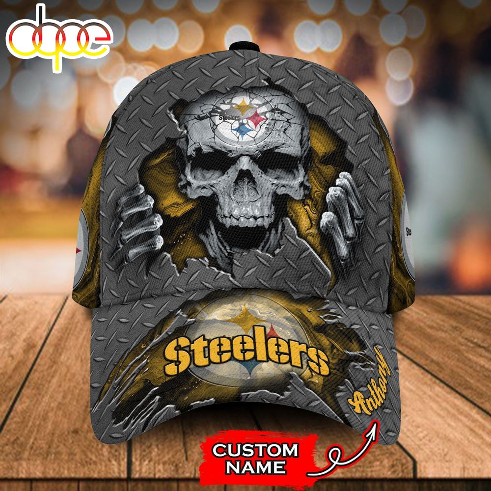 Personalized Pittsburgh Steelers Skeleton All Over Print 3D Classic Cap Poq0pm