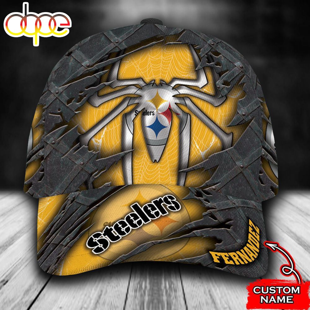 Personalized Pittsburgh Steelers Spider Man All Over Print 3D Baseball Cap H29omw