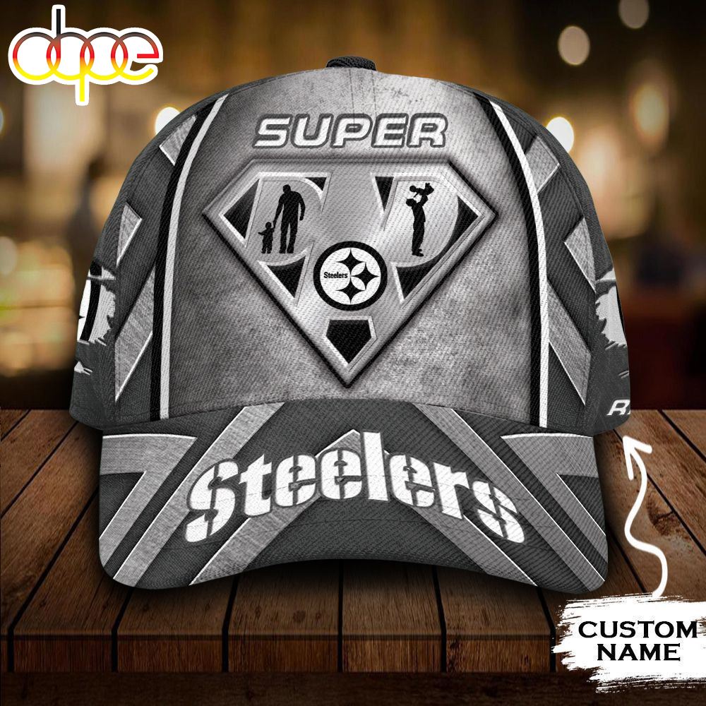 Personalized Pittsburgh Steelers Superman Dad All Over Print 3D Baseball Cap Qdzlex