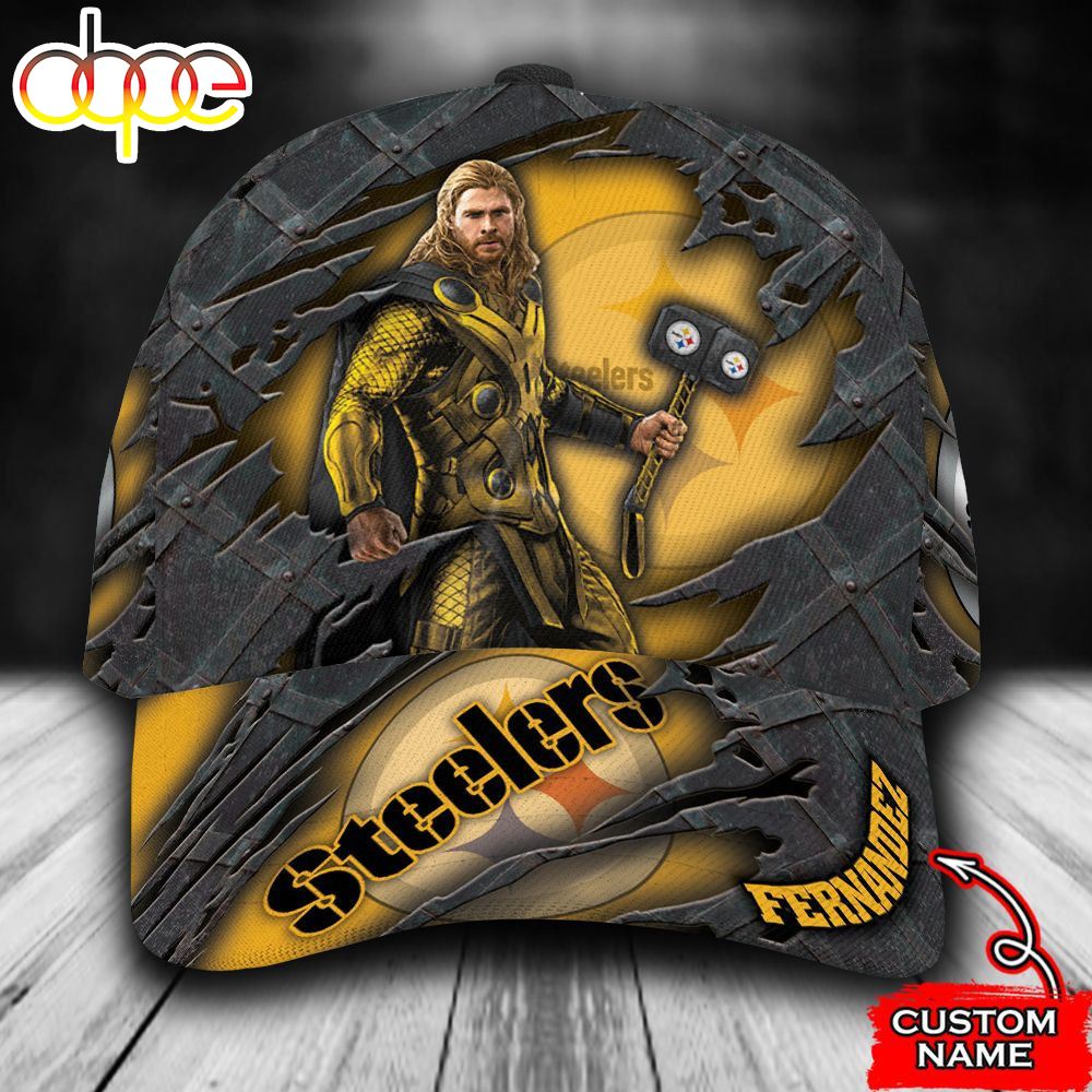 Personalized Pittsburgh Steelers Thor Marvel All Over Print 3D Baseball Cap Ati22z