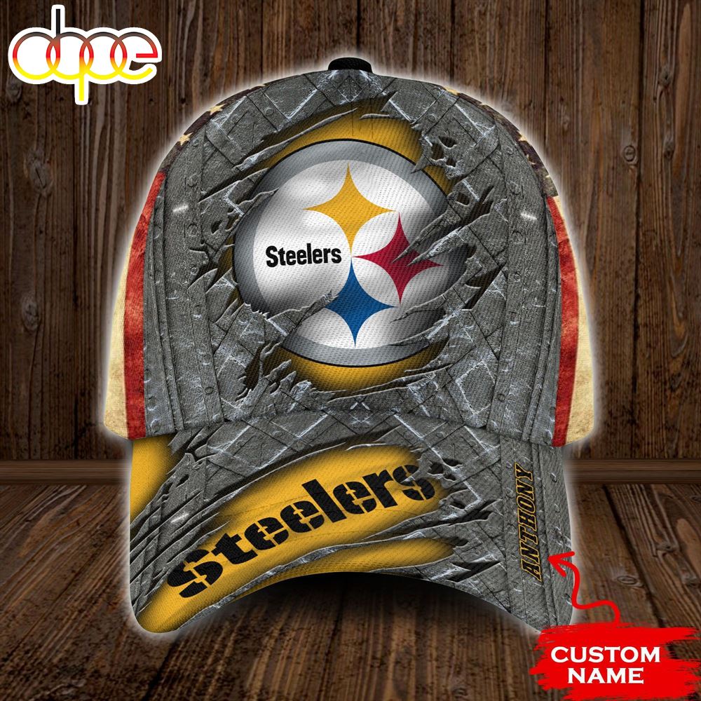 Personalized Pittsburgh Steelers USA Flag All Over Print 3D Classic Cap Uwt2jq
