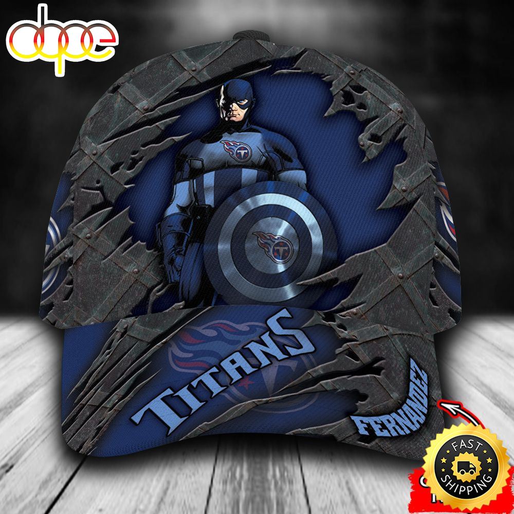 Personalized Tennessee Titans Captain America Marvel All Over Print 3D Baseball Cap Nst4bk