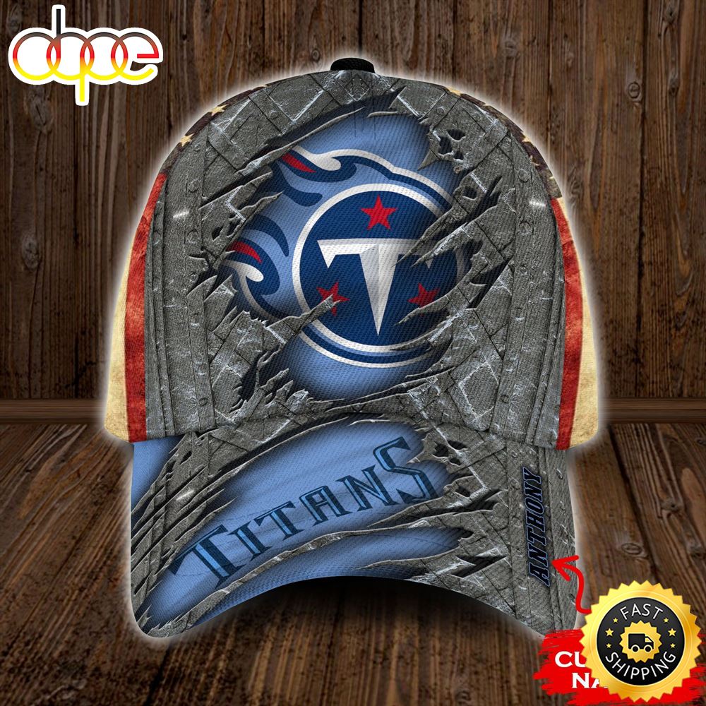 Personalized Tennessee Titans USA Flag All Over Print 3D Classic Cap P7bdkx