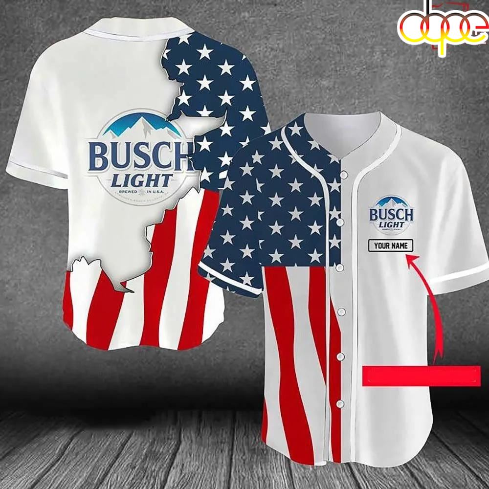 Personalized Us Flag Busch Light All Over Print Baseball Jersey Zjbp1o