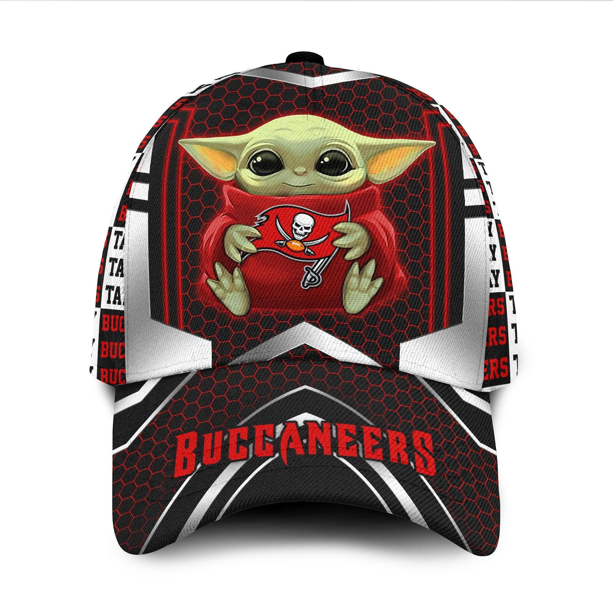 Tampa Bay Buccaneers Baby Yoda All Over Print 3D Baseball Cap H1481t