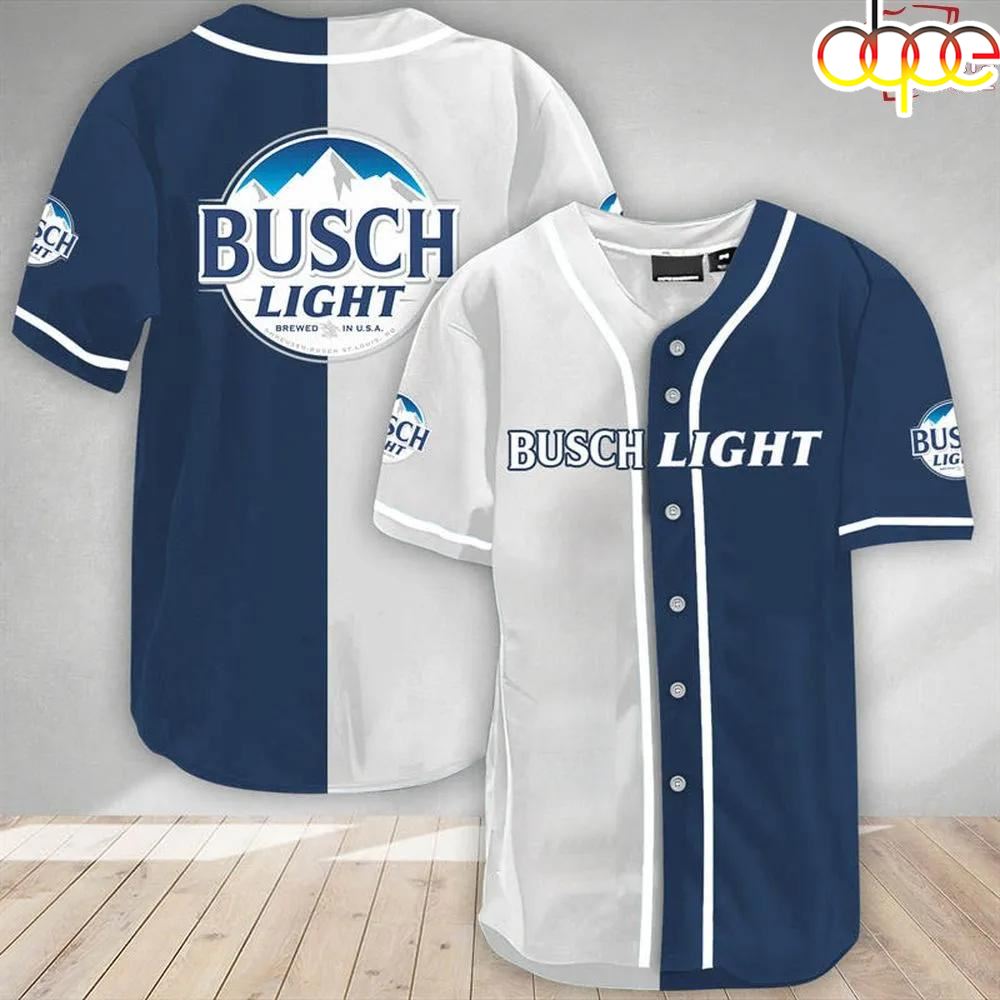 White And Navi Split Busch Light Baseball Jersey Ixye9y