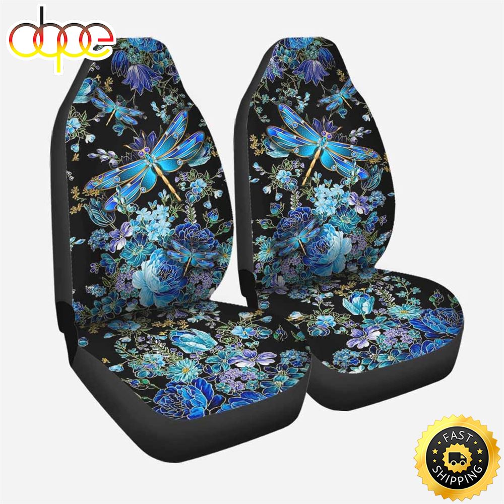 3D All Over Printed Car Seat Cover With Blue Dragonfly Dragonfly Front Car Seat Covers Vzgvdx