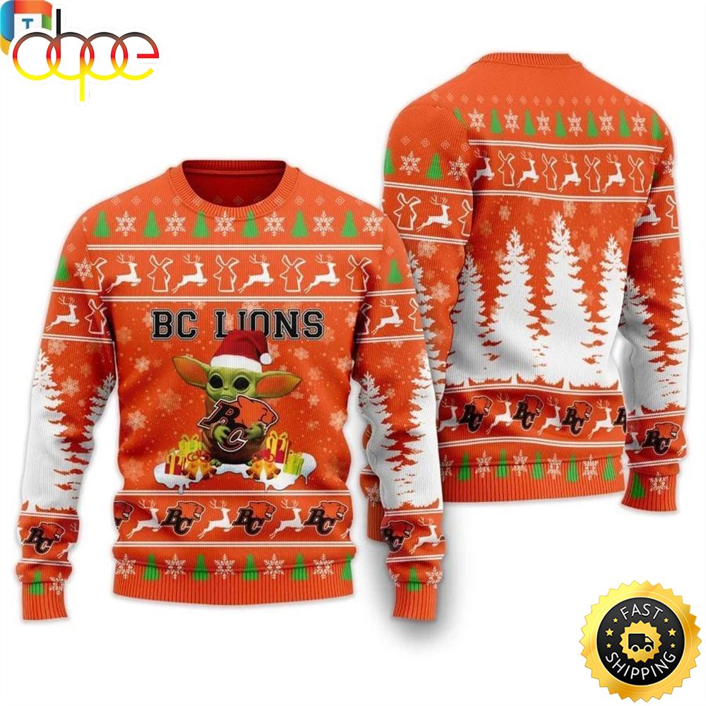 Baby Yoda Bc Lions Christmas Ugly Sweater Ismsin