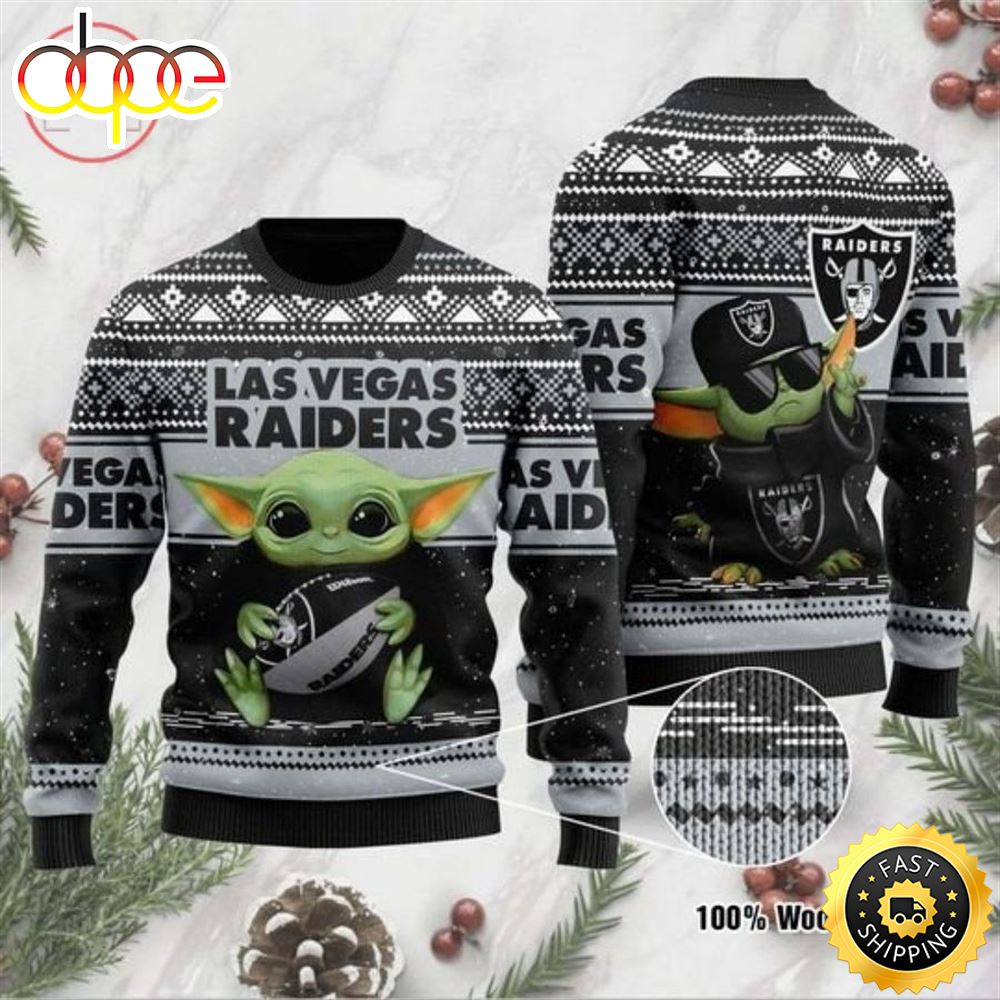 Baby Yoda Las Vegas Raiders Christmas For Fans Ugly Christmas Sweater Fgolr5