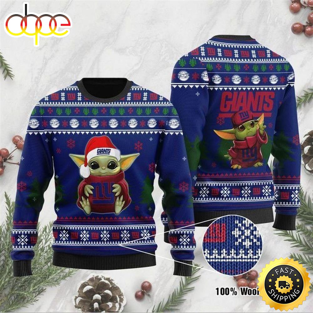 Baby Yoda Love New York Giants Ugly Christmas Sweater V8iwcf