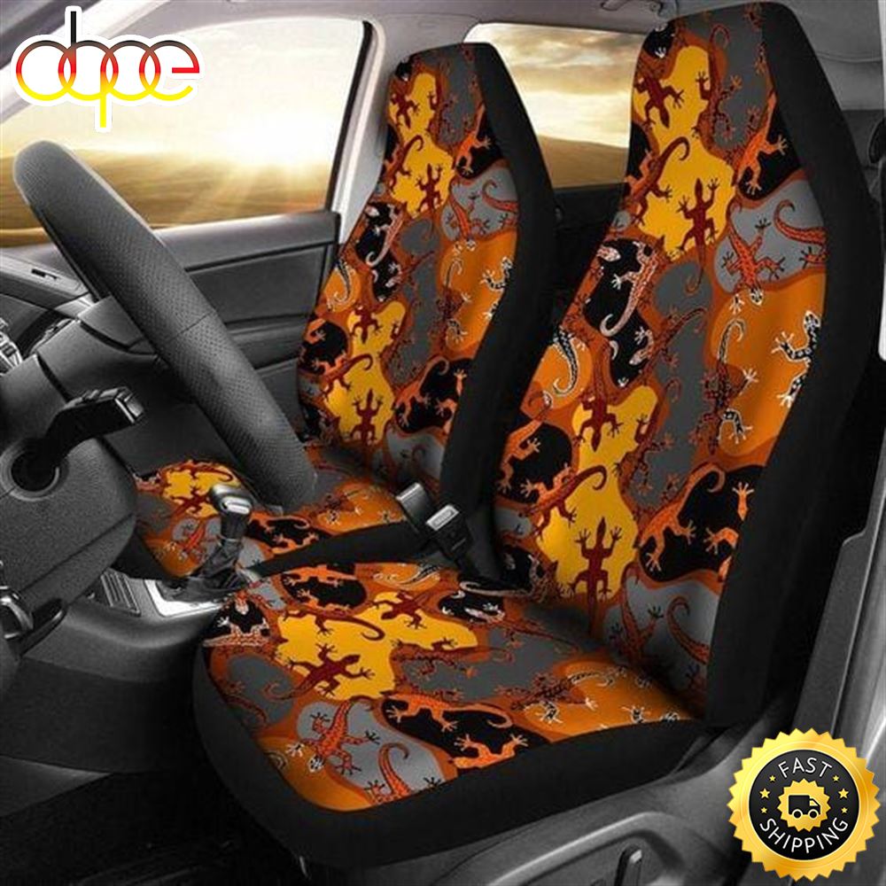 Bearded Dragon Car Seat Protector Hippie Lizard Front Car Seat Covers Polyester Microfiber Fabric Set Of 2 Hb5atv